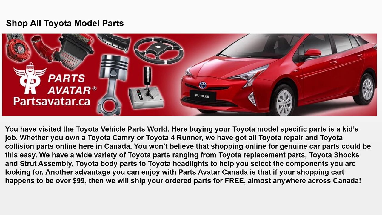 Buy Best Quality Toyota Vehicle Parts At PartsAvatar