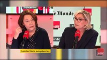 Marine Le Pen était aujourd'hui l'invitée de Questions Politiques sur France Inter et France Info