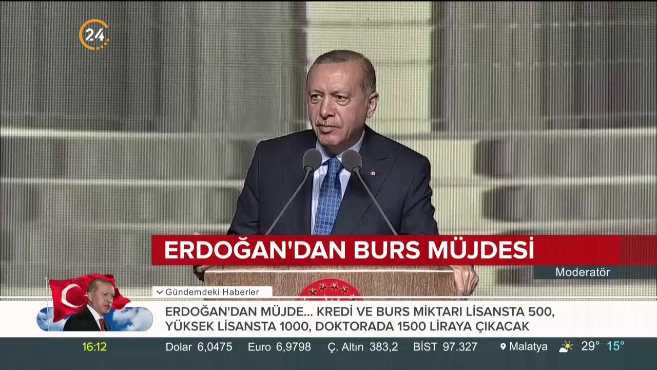 Erdoğan'dan burs müjdesi