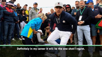 Скачать видео: Koepka 'all messed up' after fan blinded in one eye at Ryder Cup