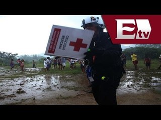 Policía Federal continúa entregando víveres en comunidades de la montaña / Vianey Esquinca