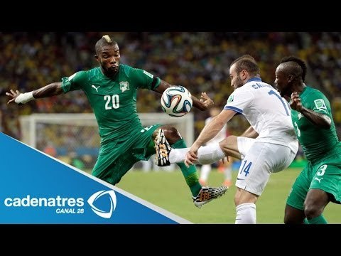 Grecia vence agónicamente 2-1 a Costa de Marfil y pasa a octavos; enfrentará a Costa Rica