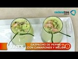 Receta de gazpacho de pepino con camarones y melón. Recetas de comida fáciles y rápidas