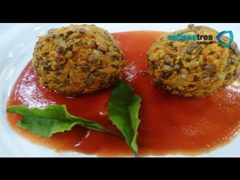 Receta de como preparar albóndigas vegetarianas. Receta comida mexicana vegetariana