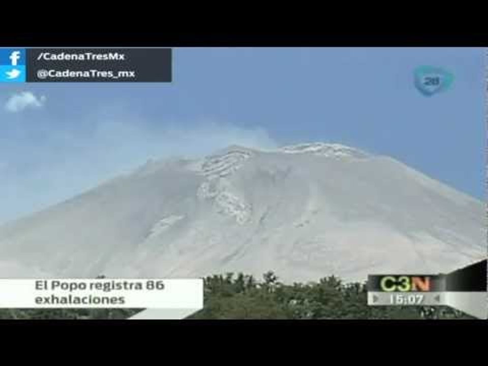 Volcán Popocatépetl registra 86 exhalaciones en 24 horas