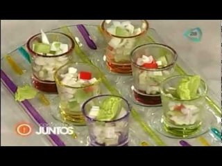 Receta de ceviche de surimi copeteado de guacamole. Receta de surimi / Seafood recipe