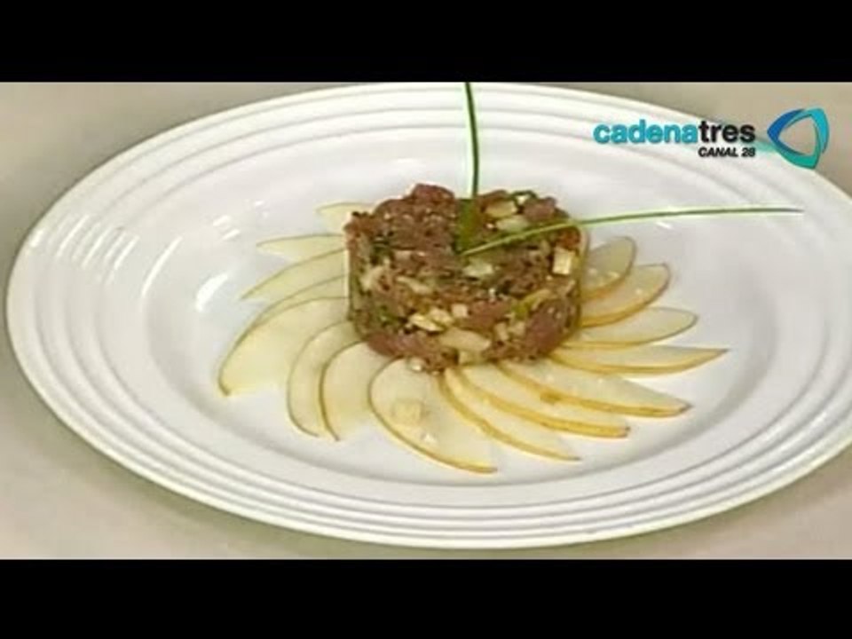 Receta de como preparar tártara de res con pera. Receta de tártara / Receta comida mexicana