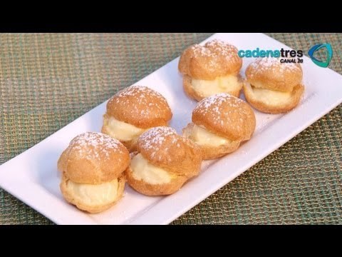 Receta de como preparar profiteroles rellenos de crema de limón. Receta comida mexicana