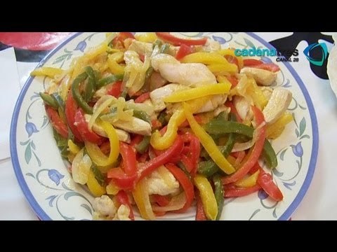 Receta de fajitas de pollo con elote. Receta de pollo / Receta comida mexicana con pollo