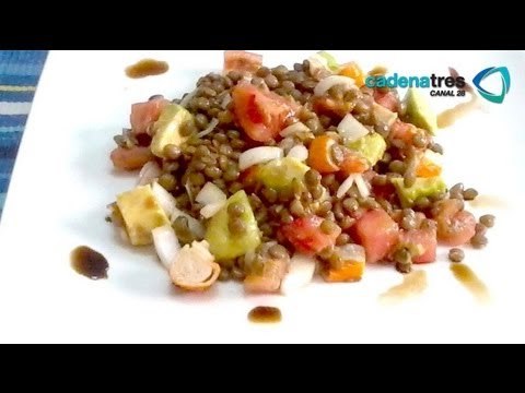 Receta de ensalada de lentejas, zanahoria y pimiento amarillo. Receta ensalada / Receta lentejas