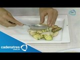 Receta de tostadas de pescado con salsa de piña y jícama. Receta de pescado / Tostadas