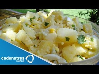 Receta de ensalada de papa con chícharos y aceite de cebollín. Receta de ensalada / Los mikos