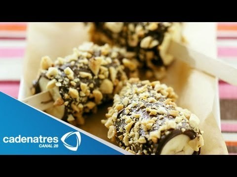 Receta para preparar mordidas de plátano con chocolate. Receta de mordidas / Receta fácil