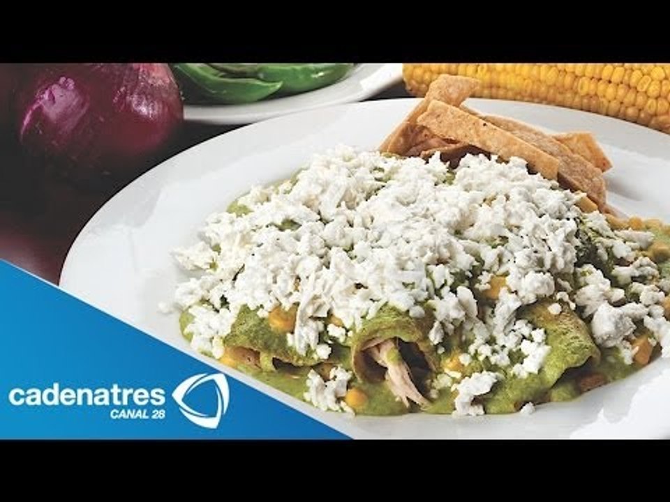 Receta para preparar enchiladas de mole verde y verduras. Receta de enchiladas / Recetas fáciles