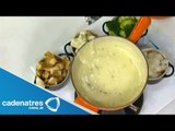 Receta para preparar fondue de queso gruyeres con echalotas caramelizadas