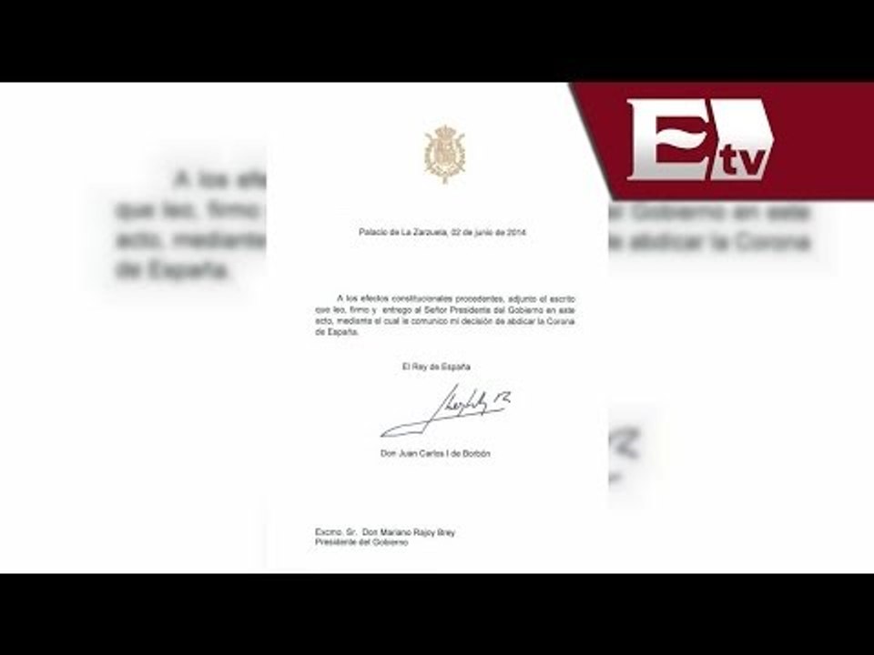 Juan Carlos I  abdica al trono; Felipe de Borbón reinará como Felipe VI / Global