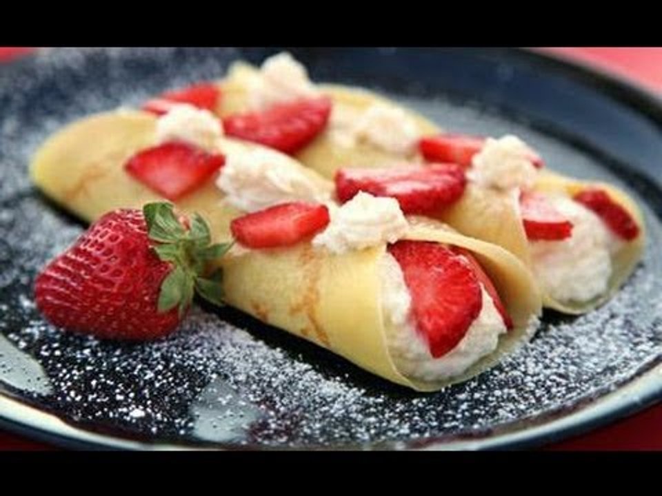 Receta de Crepés Rellenos de Queso Cottage y Pistachos / Crepés Rellenos de Queso