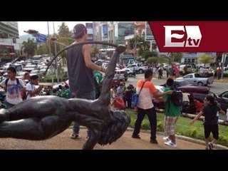 Derriban la Diana Cazadora de Acapulco durante festejos por el Tricolor  / Todo México