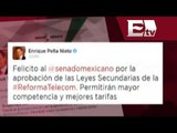 Enrique Peña Nieto felicita al Senado por aprobación de leyes de Telecom / Vianey Esquinca