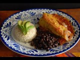 Receta de Chile relleno de arroz integral gratinado en salsa de morita