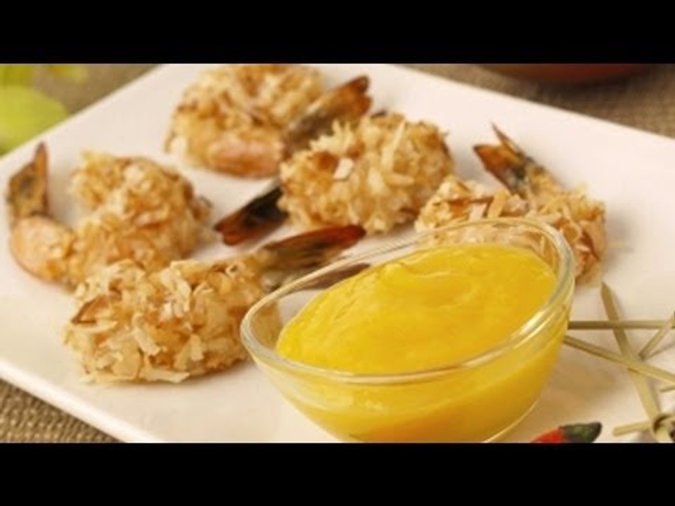Camarones empanizados con coco y jalea / shrimp breaded with coconut and jelly