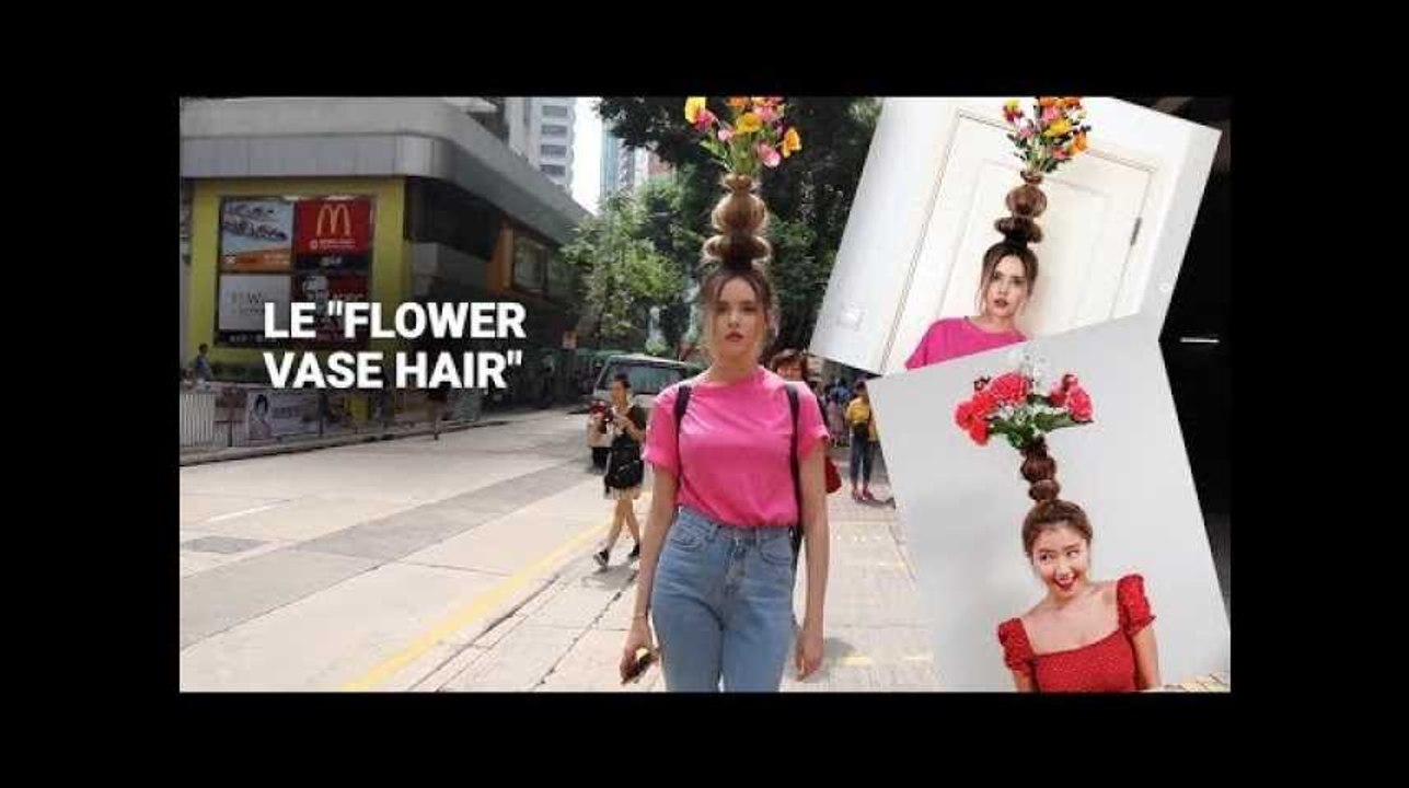 Oubliez les coiffures couronnes de fleurs avec ce tuto "Flower Vase Hair"