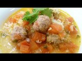 Receta de sopa de albóndigas con arroz y cilantro / Recipe soup with meatballs rice and cilantro