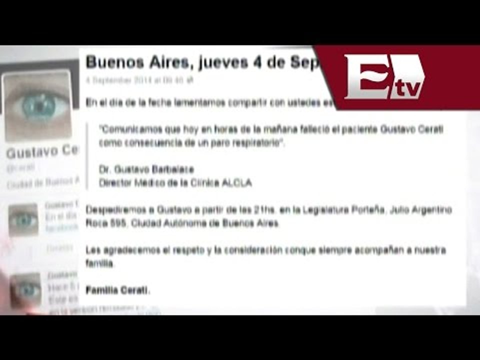 Confirma cuenta oficial de Twitter de Gustavo Cerati la muerte del músico