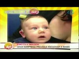 Bebé sonríe al escuchar por primera vez la voz de su mamá (VIDEO)