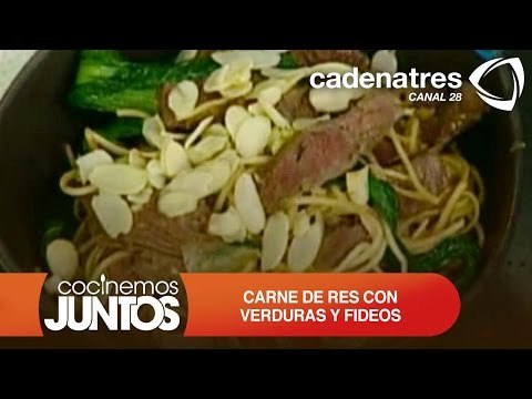 CARNE DE RES CON VERDURAS Y FIDEOS ¿Cómo preparar carne de res con verduras y fideos?