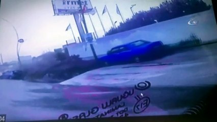 Takla atan araç başka bir aracın kamerasına yakalandı