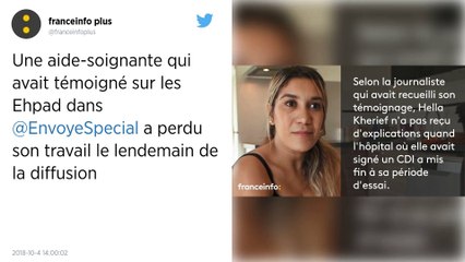 Aide soignante licenciée après un témoignage.
