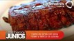 Carne de cerdo con salsa hoisin y rabitos de cebolla