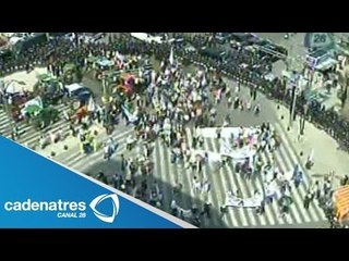 Agricultores marchan en Paseo de la Reforma y ocasionan un caos vial