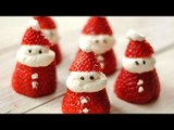 Santa Claus de fresa y queso crema / Grinch de kiwi / Postres para Navidad