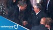 Histórico saludo entre Barack Obama y Raúl Castro en el homenaje a Nelson Mandela