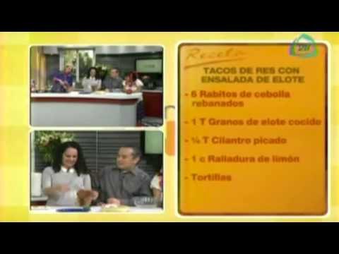 Deliciosos taquitos de carne de res con ensalada de elotes