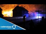 ¡¡IMPRESIONANTES IMÁGENES!! Arde aldea en Noruega (VIDEO)