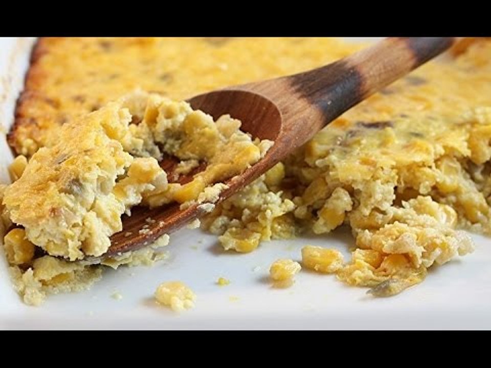 Pastel de elote con rajas / Cómo hacer pastel de elote fácil