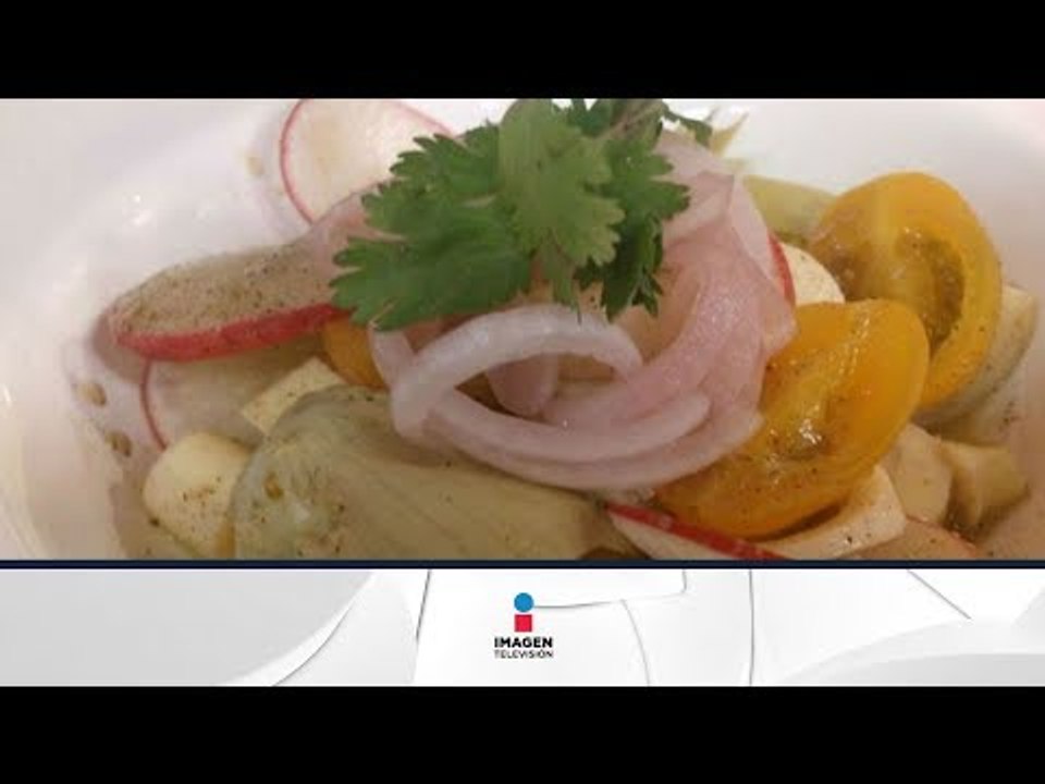 Aguachile de palmito y de corazones de alcachofa negro