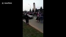 Shocking footage of police firing shots during protests in southern Russia