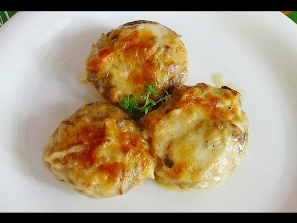 Champiñones rellenos de salmón y queso