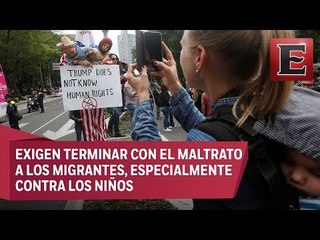 Protesta en la embajada de EU en México por política migratoria de Trump