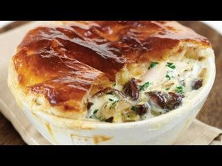 Pastel de carne de pollo con hierbas y champiñones