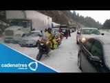Granizada provoca caos vial en la carretera México-Toluca