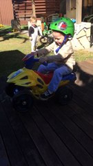 Toddler Wheelie on Toy ATV