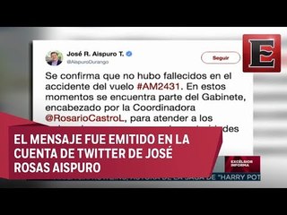 Gobernador de Durango confirma que no hay fallecidos tras el accidente de avión