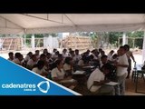 Sismos en Guerrero provocan que niños tomen clases en carpas