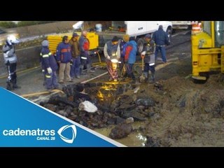 Fuga de agua ocasiona socavón en Coyoacán (VIDEO)