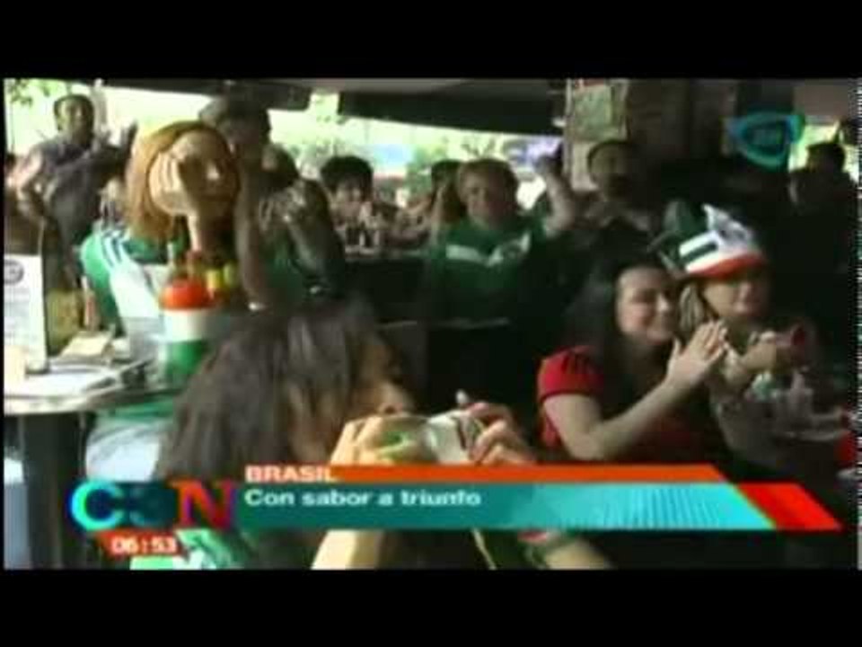 México festeja el empate ante Brasil en mundial 2014 / México vs Brasil